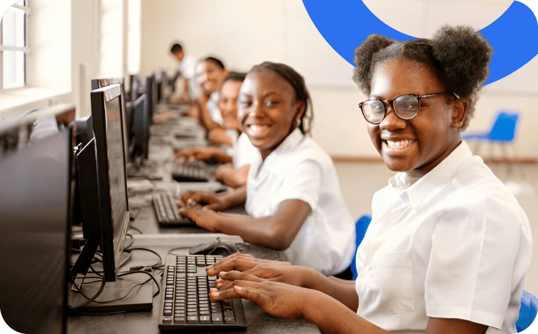 Students working on computers